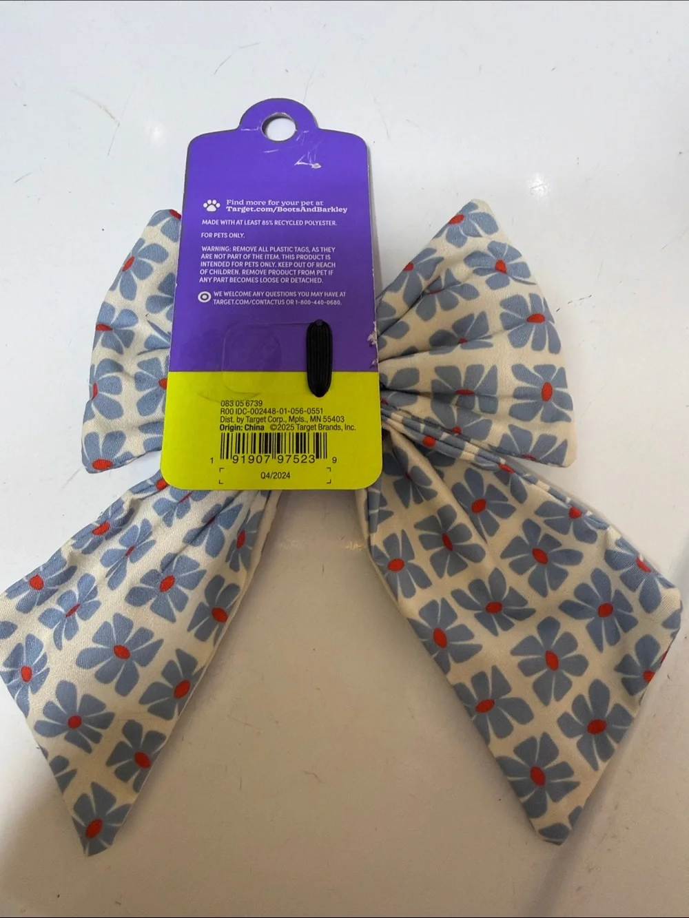 Boots & Barkley Floral Pet Bow Tie in Cream, Blue & Orange